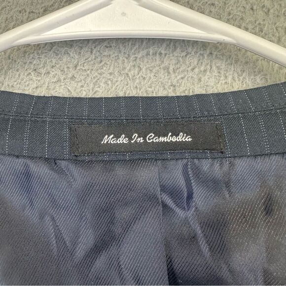 Kilburne Finch Blazer Mens 52R Blue Striped 3 Button Wool Blend Business Jacket - Picture 13 of 14